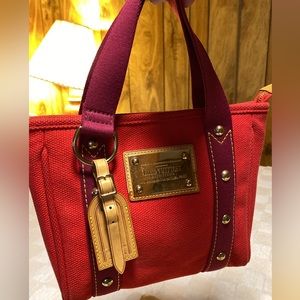 AUTHENTIC LOUIS VUITTON CABAS ANTIGUA HANDBAG ROUGE